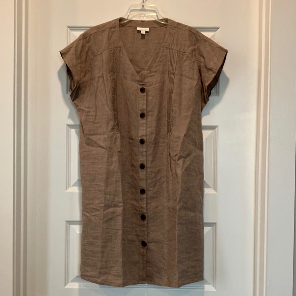 J. Jill Linen Button Down Vneck Dress